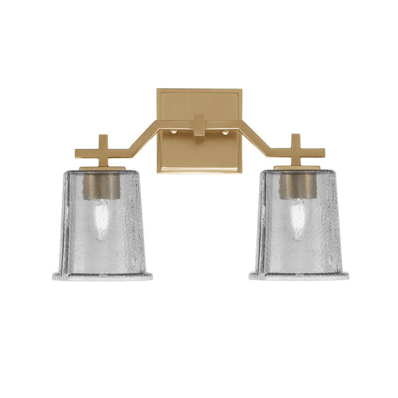 Toltec Corbin 2-Light Bath Bar | Modern New Age Brass and Smoke Bubble Glass | Bathroom Vanity Light | 5.5 x 10.25 in | Model 2312-NAB-5032