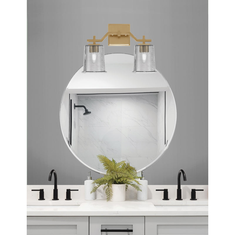 Toltec Corbin 2-Light Bath Bar | Modern New Age Brass and Smoke Bubble Glass | Bathroom Vanity Light | 5.5 x 10.25 in | Model 2312-NAB-5032