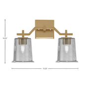 Toltec Corbin 2-Light Bath Bar | Modern New Age Brass and Smoke Bubble Glass | Bathroom Vanity Light | 5.5 x 10.25 in | Model 2312-NAB-5032