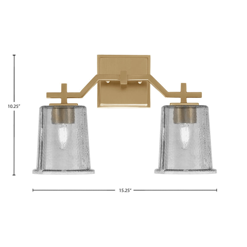 Toltec Corbin 2-Light Bath Bar | Modern New Age Brass and Smoke Bubble Glass | Bathroom Vanity Light | 5.5 x 10.25 in | Model 2312-NAB-5032
