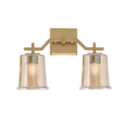 Toltec Corbin 2-Light Bath Bar | Modern New Age Brass and Amber Bubble Glass | Bathroom Vanity Light | 5.5 x 10.25 in | Model 2312-NAB-5033