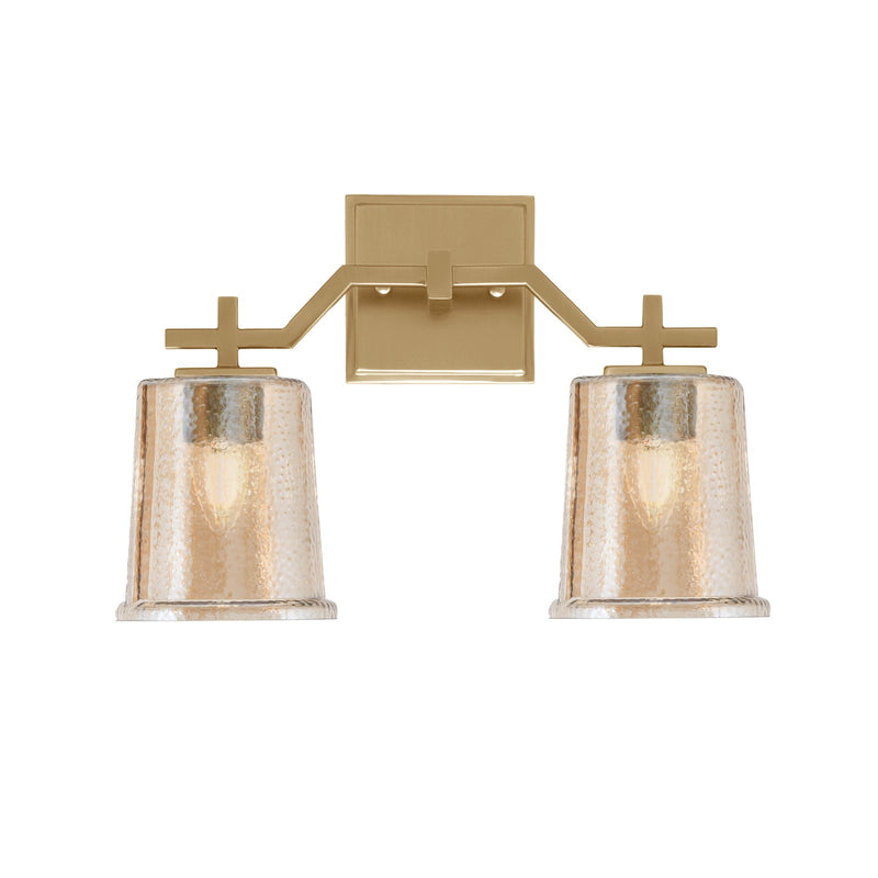 Toltec Corbin 2-Light Bath Bar | Modern New Age Brass and Amber Bubble Glass | Bathroom Vanity Light | 5.5 x 10.25 in | Model 2312-NAB-5033