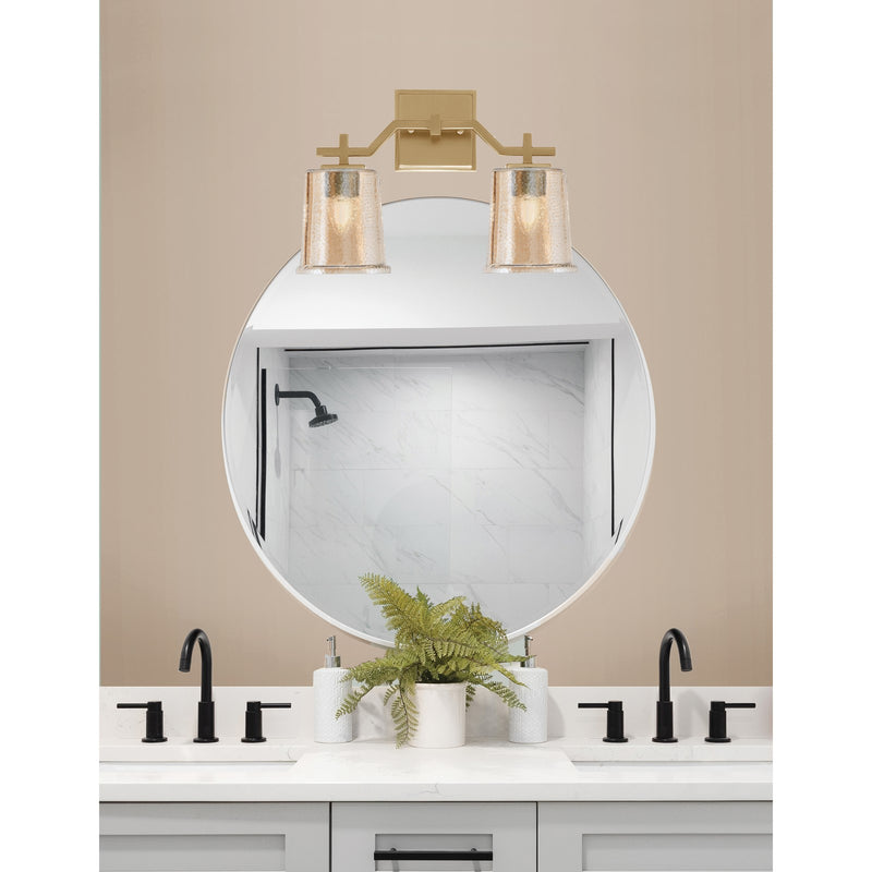 Toltec Corbin 2-Light Bath Bar | Modern New Age Brass and Amber Bubble Glass | Bathroom Vanity Light | 5.5 x 10.25 in | Model 2312-NAB-5033