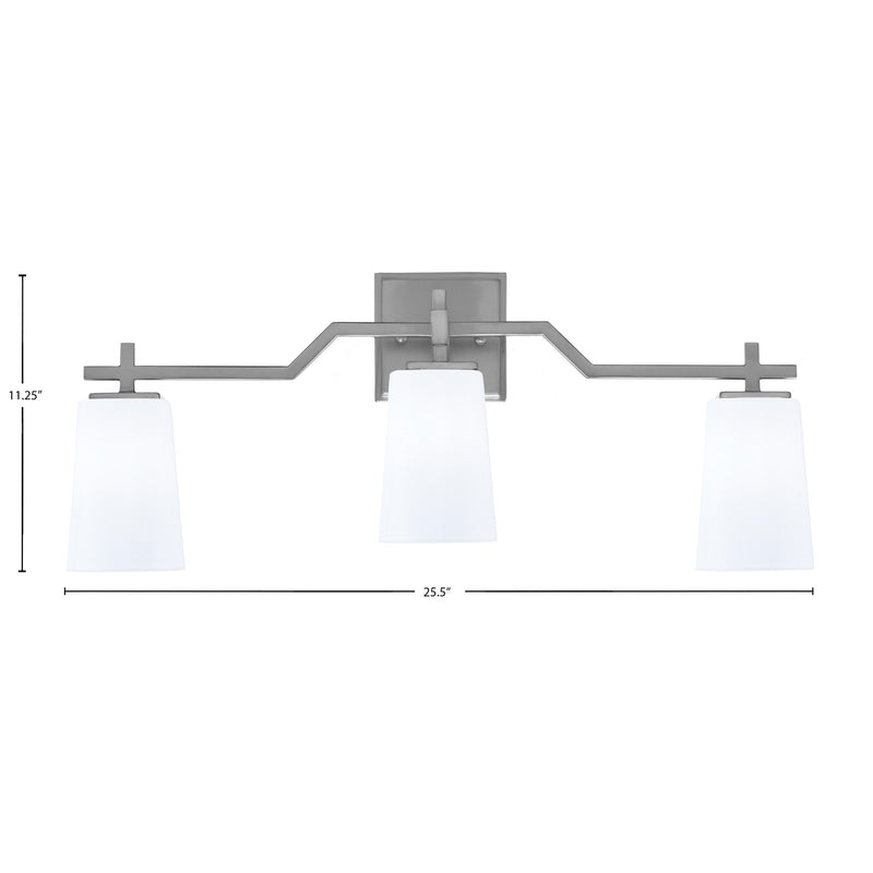 Toltec Corbin 3-Light Bath Bar | Modern Graphite and White Opal Glass | Bathroom Vanity Light | 5.5 x 11.25 in | Model 2313-GP-261