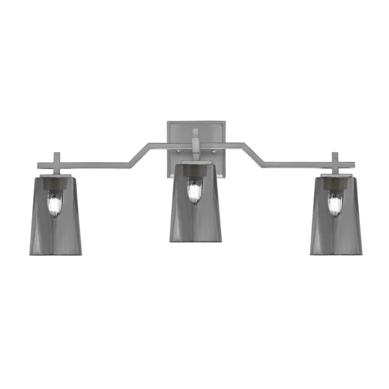 Toltec Corbin 3-Light Bath Bar | Modern Graphite Steel and Smoke Bubble Glass | Bathroom Vanity & Powder Room | 5.5 x 11.25 in | Model 2313-GP-262