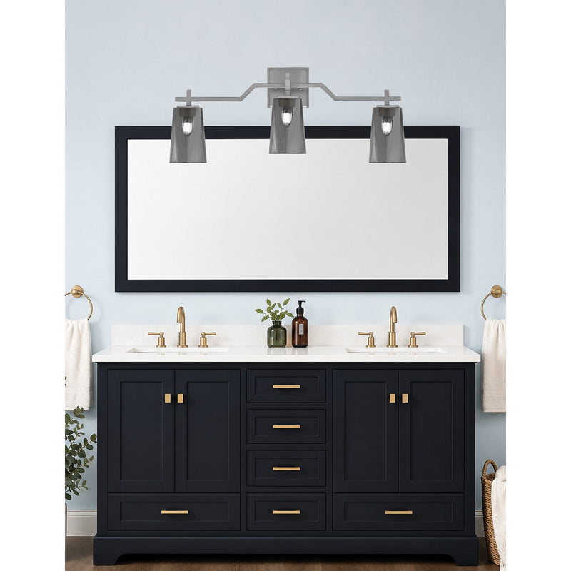 Toltec Corbin 3-Light Bath Bar | Modern Graphite Steel and Smoke Bubble Glass | Bathroom Vanity & Powder Room | 5.5 x 11.25 in | Model 2313-GP-262