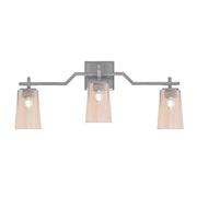 Toltec Corbin 3-Light Bath Bar | Modern Graphite Steel and Amber Gradient Glass | Bathroom Vanity & Powder Room | 5.5 x 11.25 in | Model 2313-GP-263