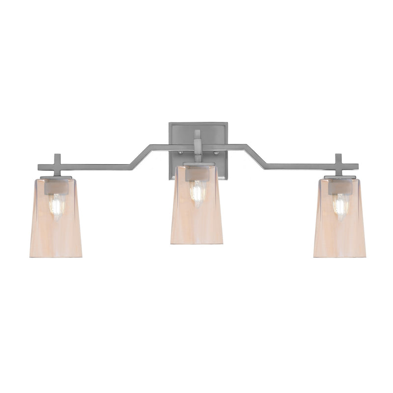 Toltec Corbin 3-Light Bath Bar | Modern Graphite Steel and Amber Gradient Glass | Bathroom Vanity & Powder Room | 5.5 x 11.25 in | Model 2313-GP-263