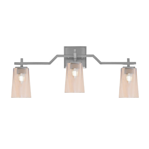 Toltec Corbin 3-Light Bath Bar | Modern Graphite Steel and Amber Gradient Glass | Bathroom Vanity & Powder Room | 5.5 x 11.25 in | Model 2313-GP-263