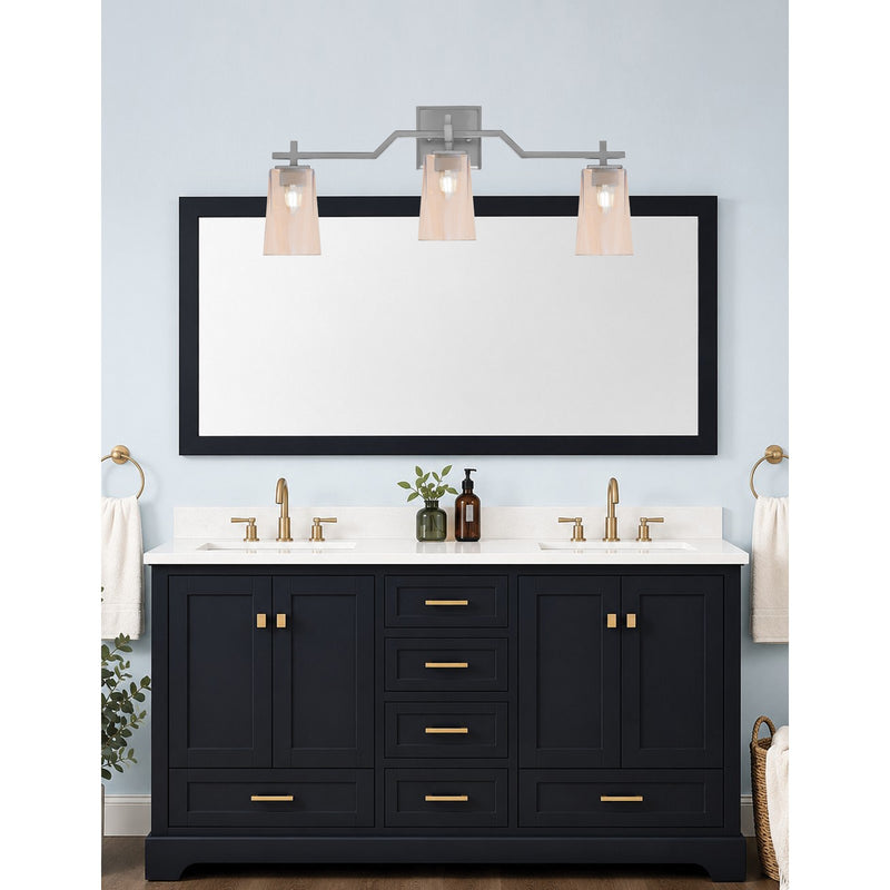 Toltec Corbin 3-Light Bath Bar | Modern Graphite Steel and Amber Gradient Glass | Bathroom Vanity & Powder Room | 5.5 x 11.25 in | Model 2313-GP-263