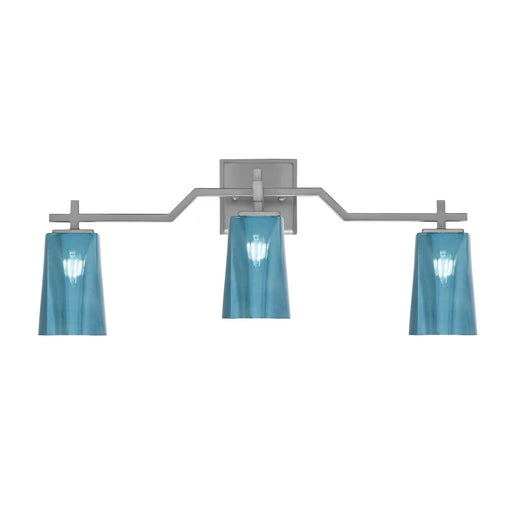 Toltec Corbin 3-Light Bath Bar | Modern Graphite Steel and Blue Gradient Glass | Bathroom Vanity & Powder Room | 5.5 x 11.25 in | Model 2313-GP-265