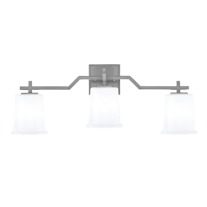 Toltec Corbin 3-Light Bath Bar | Modern Graphite Steel and White Opal Glass | Bathroom Vanity & Powder Room | 5.5 x 10.25 in | Model 2313-GP-5031