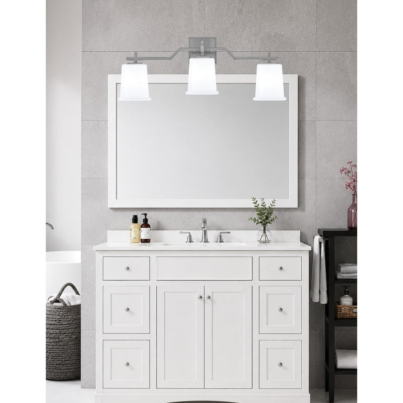 Toltec Corbin 3-Light Bath Bar | Modern Graphite Steel and White Opal Glass | Bathroom Vanity & Powder Room | 5.5 x 10.25 in | Model 2313-GP-5031