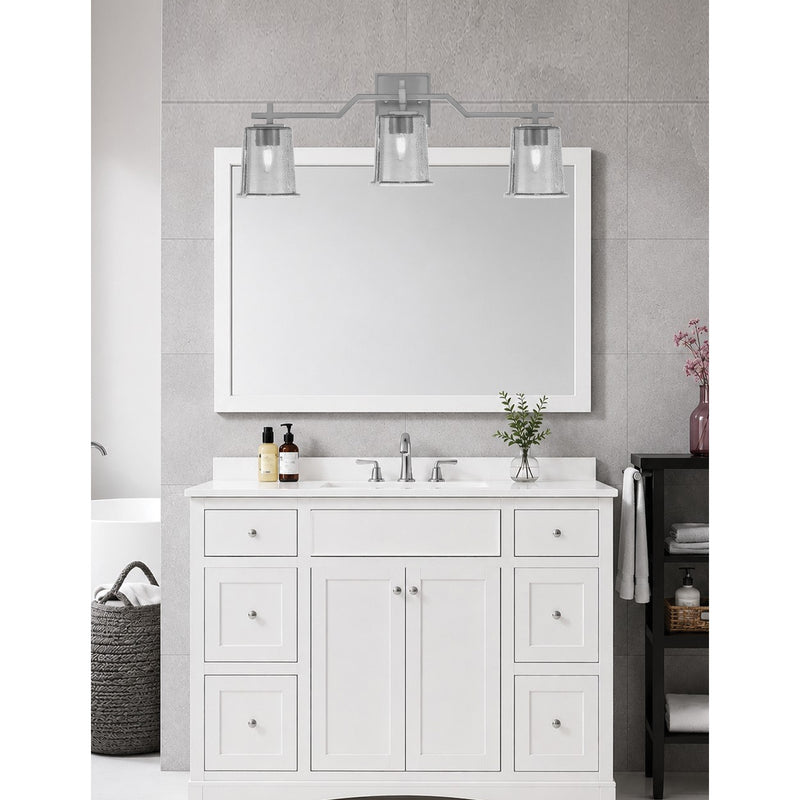 Toltec Corbin 3-Light Bath Bar | Graphite Steel and Smoke Bubble Glass | Bathroom & Vanity Light | 5.5 x 10.25 in | Model 2313-GP-5032
