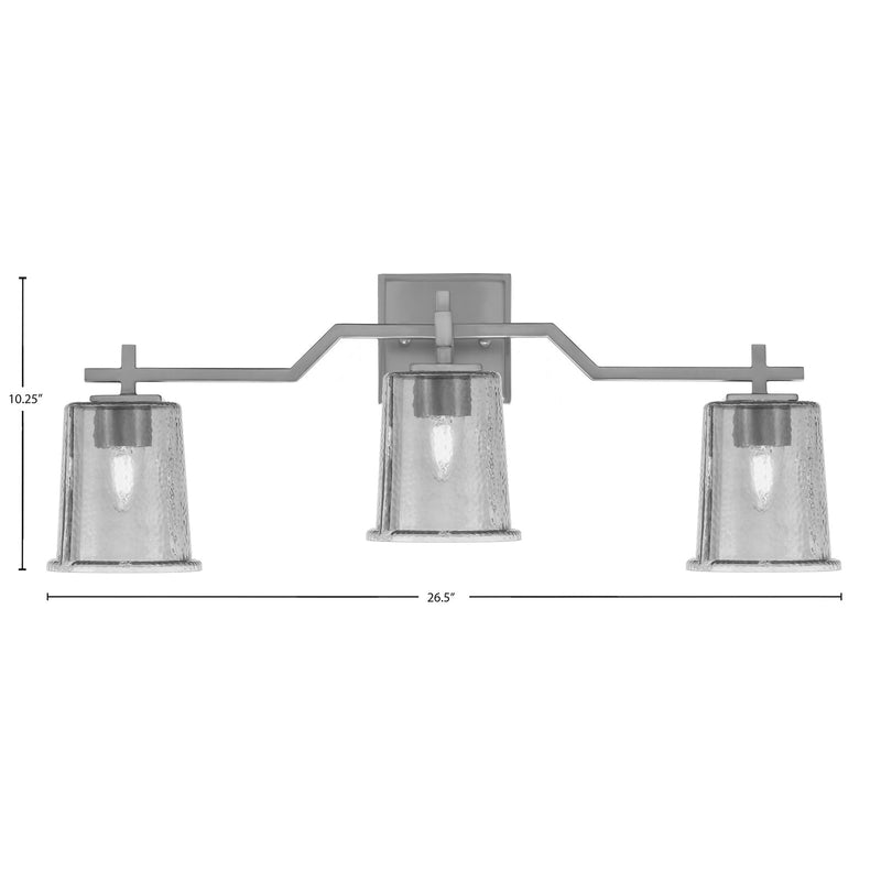 Toltec Corbin 3-Light Bath Bar | Graphite Steel and Smoke Bubble Glass | Bathroom & Vanity Light | 5.5 x 10.25 in | Model 2313-GP-5032