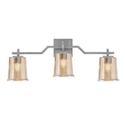 Toltec Corbin 3-Light Bath Bar | Graphite Steel and Amber Bubble Glass | Bathroom & Vanity Light | 5.5 x 10.25 in | Model 2313-GP-5033