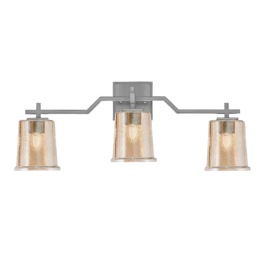 Toltec Corbin 3-Light Bath Bar | Graphite Steel and Amber Bubble Glass | Bathroom & Vanity Light | 5.5 x 10.25 in | Model 2313-GP-5033