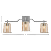 Toltec Corbin 3-Light Bath Bar | Graphite Steel and Amber Bubble Glass | Bathroom & Vanity Light | 5.5 x 10.25 in | Model 2313-GP-5033