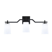 Toltec Corbin 3-Light Bath Bar | Matte Black Steel and White Opal Glass | Bathroom & Vanity Light | 5.5 x 11.25 in | Model 2313-MB-261