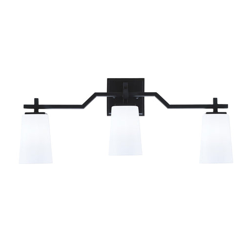 Toltec Corbin 3-Light Bath Bar | Matte Black Steel and White Opal Glass | Bathroom & Vanity Light | 5.5 x 11.25 in | Model 2313-MB-261