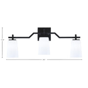 Toltec Corbin 3-Light Bath Bar | Matte Black Steel and White Opal Glass | Bathroom & Vanity Light | 5.5 x 11.25 in | Model 2313-MB-261