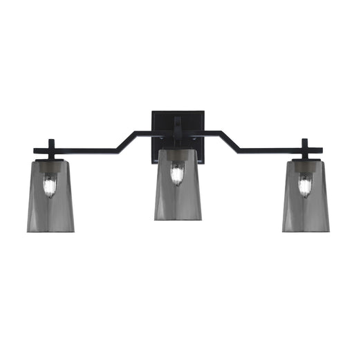 Toltec Corbin 3-Light Bath Bar | Matte Black Steel and Smoke Bubble Glass | Bathroom & Vanity Light | 5.5 x 11.25 in | Model 2313-MB-262