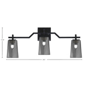 Toltec Corbin 3-Light Bath Bar | Matte Black Steel and Smoke Bubble Glass | Bathroom & Vanity Light | 5.5 x 11.25 in | Model 2313-MB-262