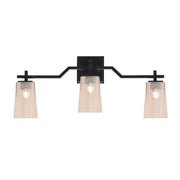 Toltec Corbin 3-Light Bath Bar | Modern Matte Black Steel and Amber Gradient Glass | Bathroom & Powder Room Vanity Light | 5.5 x 11.25 in | Model 2313-MB-263