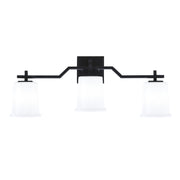 Toltec Corbin 3-Light Bath Bar | Modern Matte Black Steel and White Opal Glass | Bathroom & Powder Room Vanity Light | 5.5 x 10.25 in | Model 2313-MB-5031