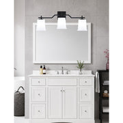 Toltec Corbin 3-Light Bath Bar | Modern Matte Black Steel and White Opal Glass | Bathroom & Powder Room Vanity Light | 5.5 x 10.25 in | Model 2313-MB-5031
