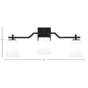 Toltec Corbin 3-Light Bath Bar | Modern Matte Black Steel and White Opal Glass | Bathroom & Powder Room Vanity Light | 5.5 x 10.25 in | Model 2313-MB-5031