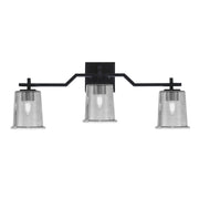 Toltec Corbin 3-Light Bath Bar | Modern Matte Black Steel and Smoke Bubble Glass | Bathroom & Powder Room Vanity Light | 5.5 x 10.25 in | Model 2313-MB-5032