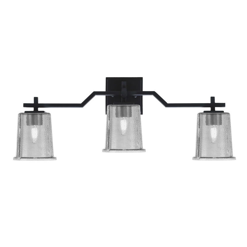 Toltec Corbin 3-Light Bath Bar | Modern Matte Black Steel and Smoke Bubble Glass | Bathroom & Powder Room Vanity Light | 5.5 x 10.25 in | Model 2313-MB-5032