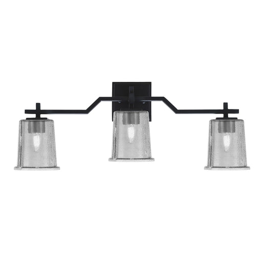 Toltec Corbin 3-Light Bath Bar | Modern Matte Black Steel and Smoke Bubble Glass | Bathroom & Powder Room Vanity Light | 5.5 x 10.25 in | Model 2313-MB-5032