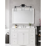 Toltec Corbin 3-Light Bath Bar | Modern Matte Black Steel and Smoke Bubble Glass | Bathroom & Powder Room Vanity Light | 5.5 x 10.25 in | Model 2313-MB-5032