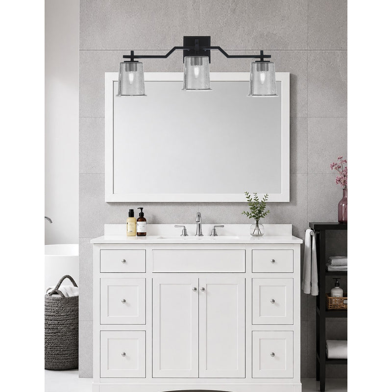 Toltec Corbin 3-Light Bath Bar | Modern Matte Black Steel and Smoke Bubble Glass | Bathroom & Powder Room Vanity Light | 5.5 x 10.25 in | Model 2313-MB-5032