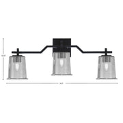Toltec Corbin 3-Light Bath Bar | Modern Matte Black Steel and Smoke Bubble Glass | Bathroom & Powder Room Vanity Light | 5.5 x 10.25 in | Model 2313-MB-5032