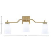 Toltec Corbin 3-Light Bath Bar | Modern New Age Brass Steel and White Opal Glass | Bathroom Vanity & Powder Room | 5.5 x 11.25 in | Model 2313-NAB-261