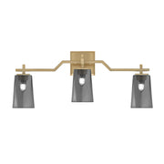 Toltec Corbin 3-Light Bath Bar | Modern New Age Brass Steel and Smoke Bubble Glass | Bathroom Vanity & Powder Room | 5.5 x 11.25 in | Model 2313-NAB-262