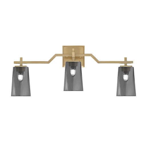 Toltec Corbin 3-Light Bath Bar | Modern New Age Brass Steel and Smoke Bubble Glass | Bathroom Vanity & Powder Room | 5.5 x 11.25 in | Model 2313-NAB-262