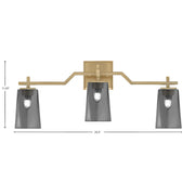 Toltec Corbin 3-Light Bath Bar | Modern New Age Brass Steel and Smoke Bubble Glass | Bathroom Vanity & Powder Room | 5.5 x 11.25 in | Model 2313-NAB-262