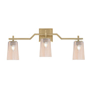 Toltec Corbin 3-Light Bath Bar | Modern New Age Brass Steel and Amber Gradient Glass | Bathroom Vanity & Powder Room | 5.5 x 11.25 in | Model 2313-NAB-263