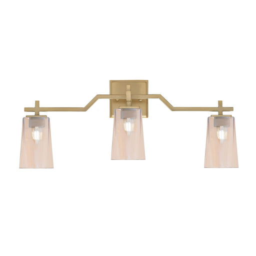 Toltec Corbin 3-Light Bath Bar | Modern New Age Brass Steel and Amber Gradient Glass | Bathroom Vanity & Powder Room | 5.5 x 11.25 in | Model 2313-NAB-263