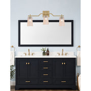 Toltec Corbin 3-Light Bath Bar | Modern New Age Brass Steel and Amber Gradient Glass | Bathroom Vanity & Powder Room | 5.5 x 11.25 in | Model 2313-NAB-263