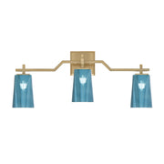 Toltec Corbin 3-Light Bath Bar | Modern New Age Brass and Blue Gradient Glass | Bathroom Vanity & Powder Room | 5.5 x 11.25 in | Model 2313-NAB-265