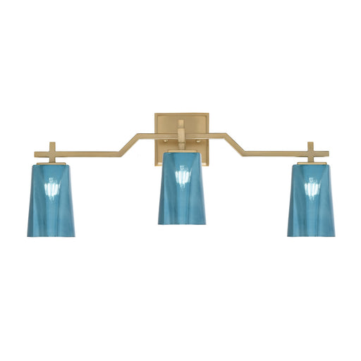Toltec Corbin 3-Light Bath Bar | Modern New Age Brass and Blue Gradient Glass | Bathroom Vanity & Powder Room | 5.5 x 11.25 in | Model 2313-NAB-265