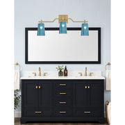 Toltec Corbin 3-Light Bath Bar | Modern New Age Brass and Blue Gradient Glass | Bathroom Vanity & Powder Room | 5.5 x 11.25 in | Model 2313-NAB-265