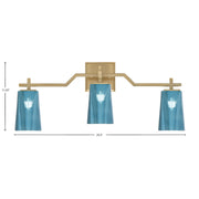 Toltec Corbin 3-Light Bath Bar | Modern New Age Brass and Blue Gradient Glass | Bathroom Vanity & Powder Room | 5.5 x 11.25 in | Model 2313-NAB-265