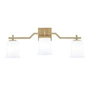Toltec Corbin 3-Light Bath Bar | Modern New Age Brass and White Opal Glass | Bathroom Vanity & Powder Room | 5.5 x 10.25 in | Model 2313-NAB-5031