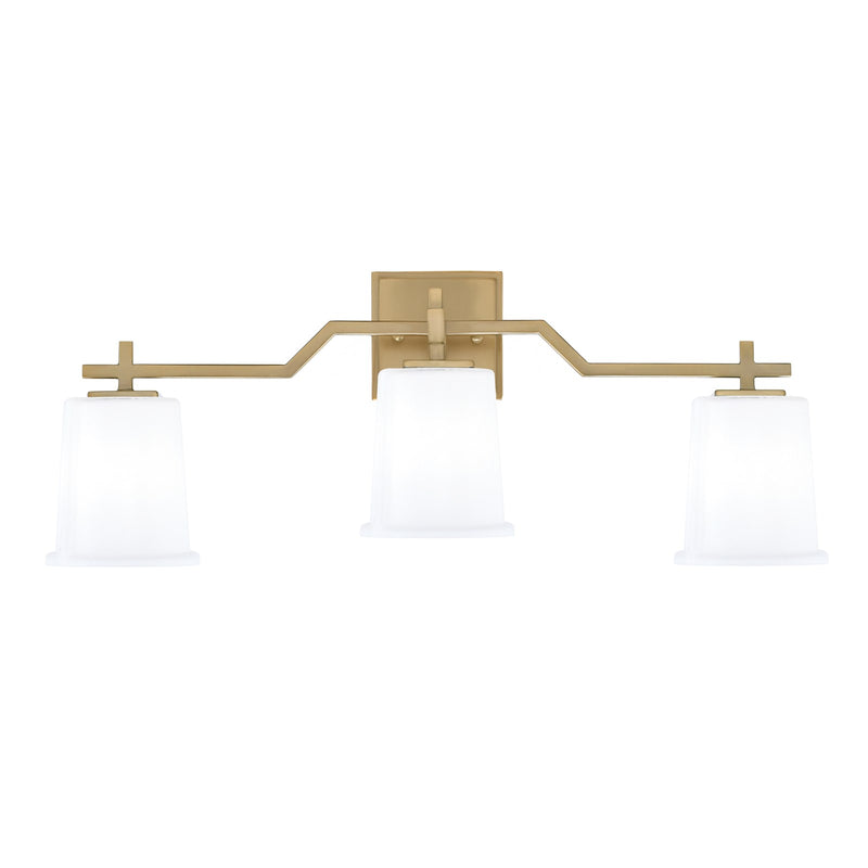 Toltec Corbin 3-Light Bath Bar | Modern New Age Brass and White Opal Glass | Bathroom Vanity & Powder Room | 5.5 x 10.25 in | Model 2313-NAB-5031